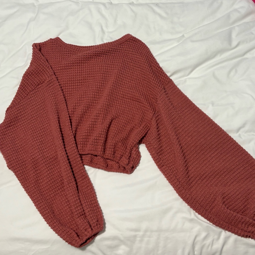 altard state cropped waffle knit sweater .